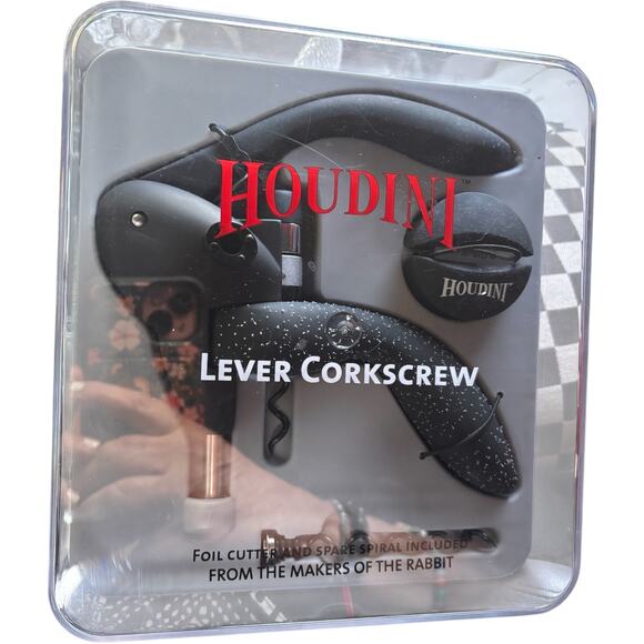 Houdini Lever Corkscrew Wine Opener – Heavy Duty 3‑Second Bottle Access - Picture 1 of 2